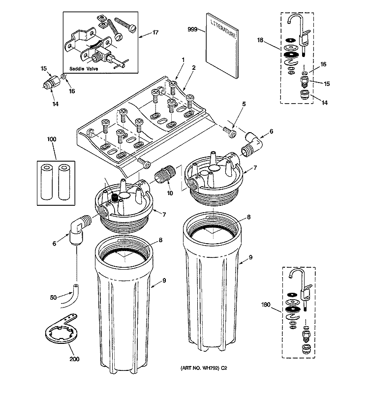 WATER FILTRATION SYSTEM Diagram and Parts List for GXSL03C  General Electric Water Filter System