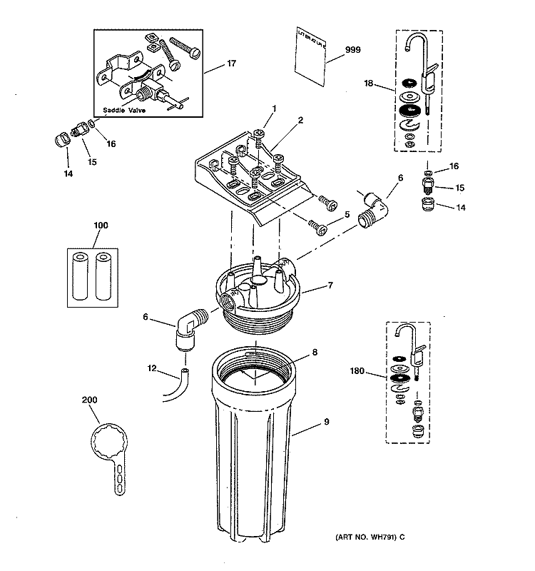 WATER FILTRATION PARTS Diagram and Parts List for GX1S15C  General Electric Water Filter System