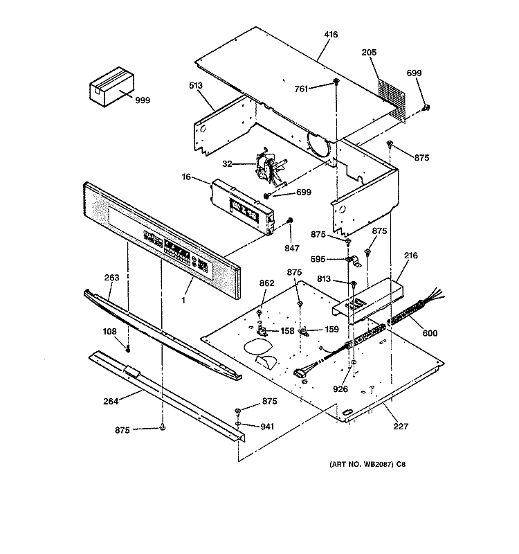 CONTROL PANEL Diagram and Parts List for JT910SA3SS  General Electric Wall Oven