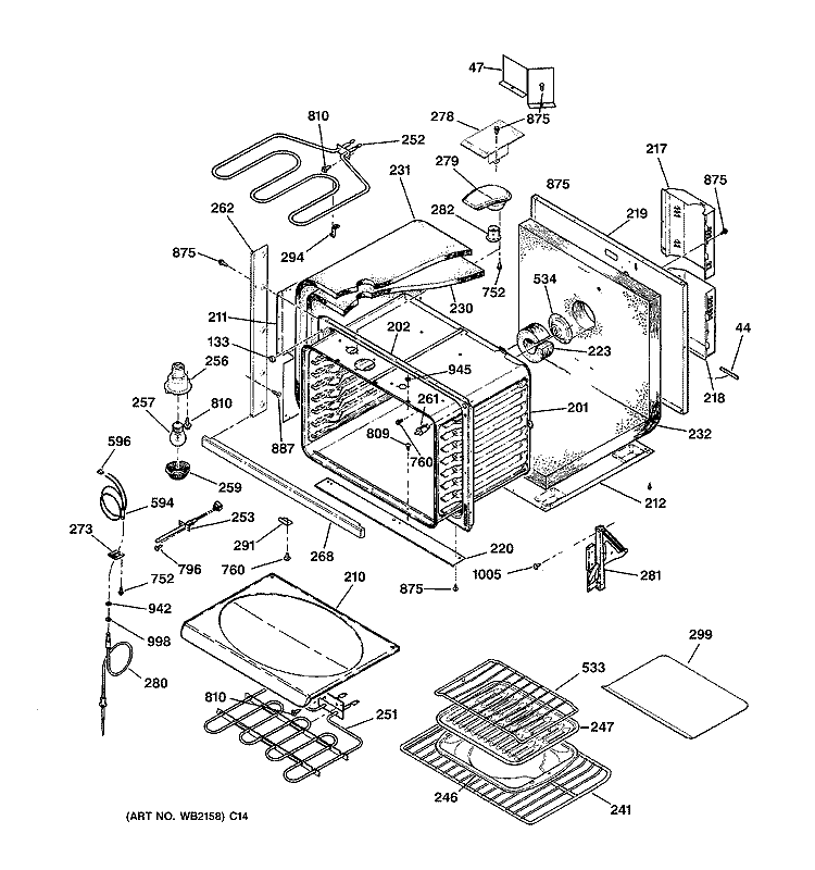 BODY PARTS Diagram and Parts List for JT910SA3SS  General Electric Wall Oven