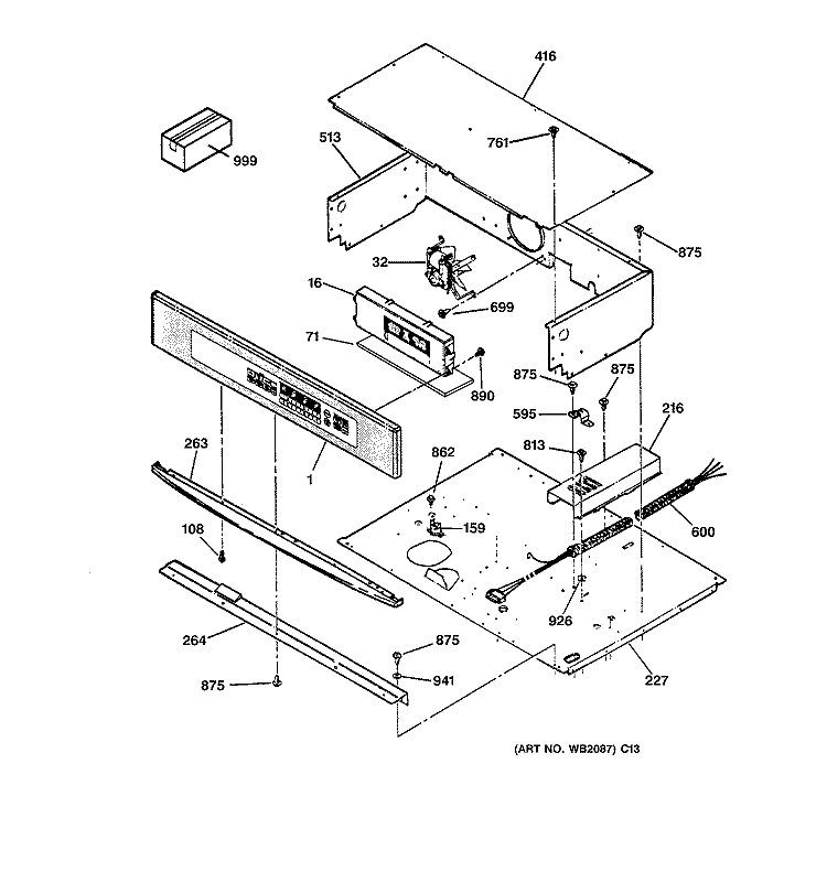 CONTROL PANEL Diagram and Parts List for JCT910SA3SS  General Electric Wall Oven