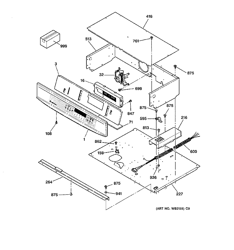 CONTROL PANEL Diagram and Parts List for JCTP18WA3WW  General Electric Wall Oven