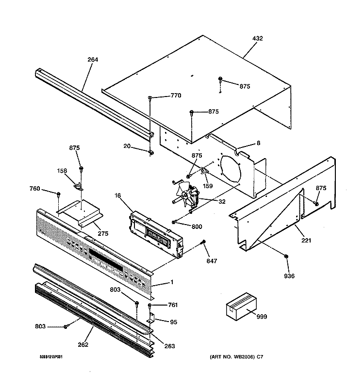 CONTROL PANEL Diagram and Parts List for ZEK737BA3BB  General Electric Wall Oven