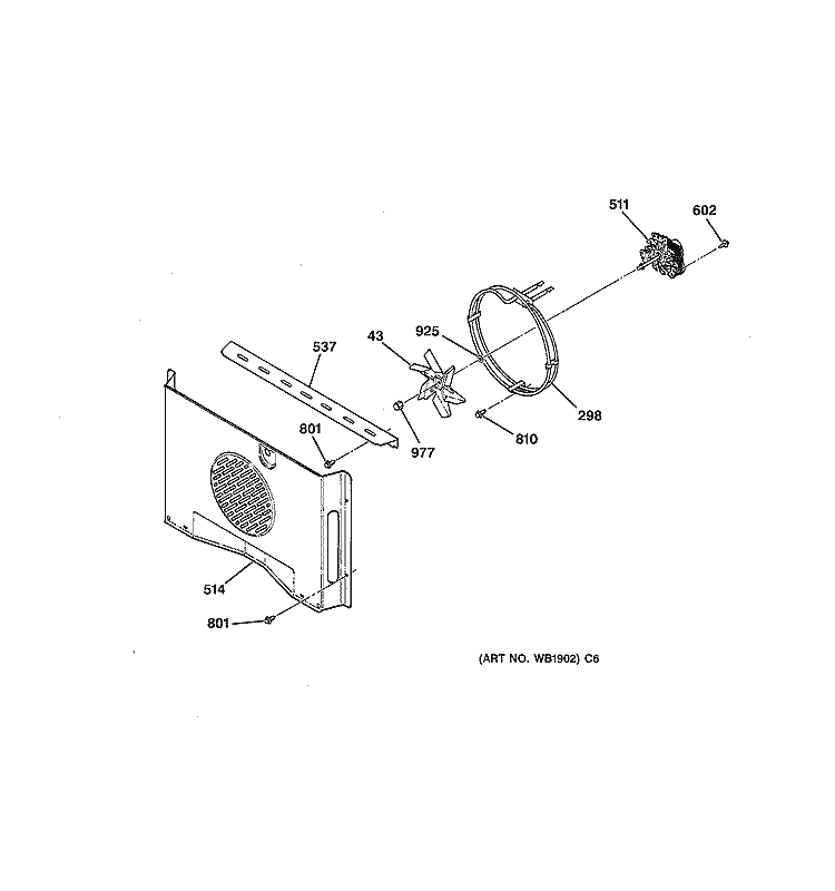 FAN ASSEMBLY Diagram and Parts List for JTP95BA3BB  General Electric Microwave Oven Combo