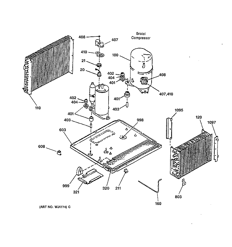 REFRIGERANT ASSEMBLY Diagram and Parts List for AVE18DAS2  General Electric Air Conditioner
