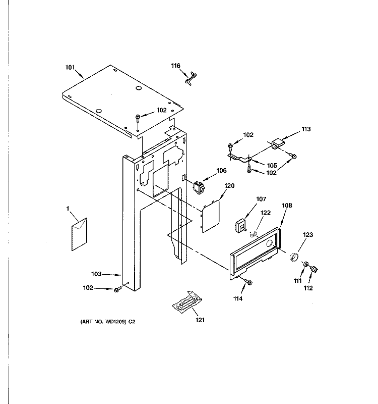 CABINET & CONTROL PARTS Diagram and Parts List for GCG1540F0SS  General Electric Trash Compactor
