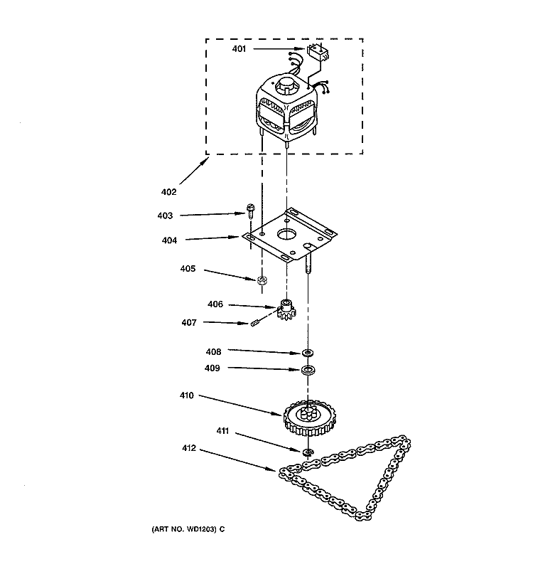 MOTOR & DRIVE PARTS Diagram and Parts List for GCG1540F0SS  General Electric Trash Compactor