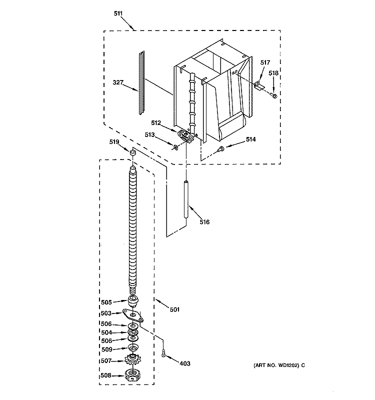POWERSCREW & RAM PARTS Diagram and Parts List for GCG1540F0SS  General Electric Trash Compactor