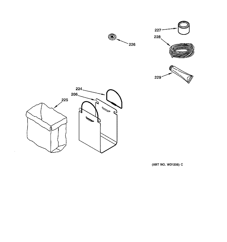 ACCESSORY PARTS Diagram and Parts List for GCG1540F0SS  General Electric Trash Compactor