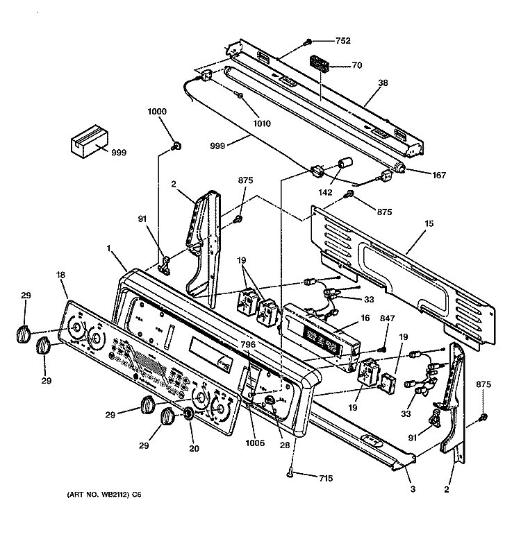 CONTROL PANEL Diagram and Parts List for JB940BB4BB  General Electric Range