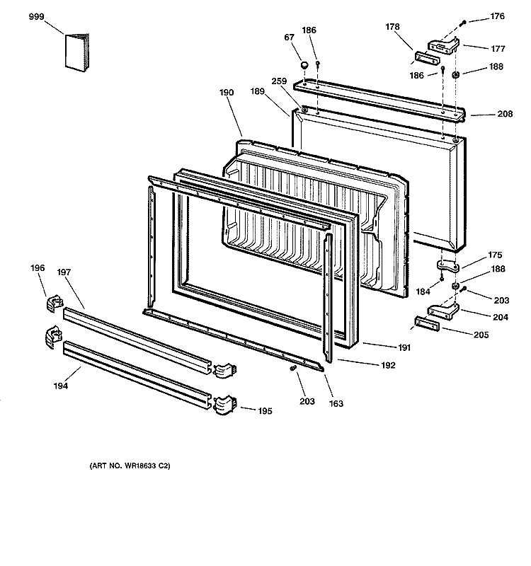 FREEZER DOOR Diagram and Parts List for TCX18IACCRWW  General Electric Refrigerator