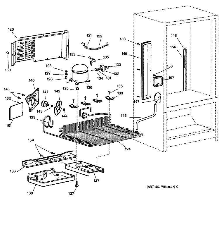 UNIT PARTS Diagram and Parts List for TCX18IACCRWW  General Electric Refrigerator
