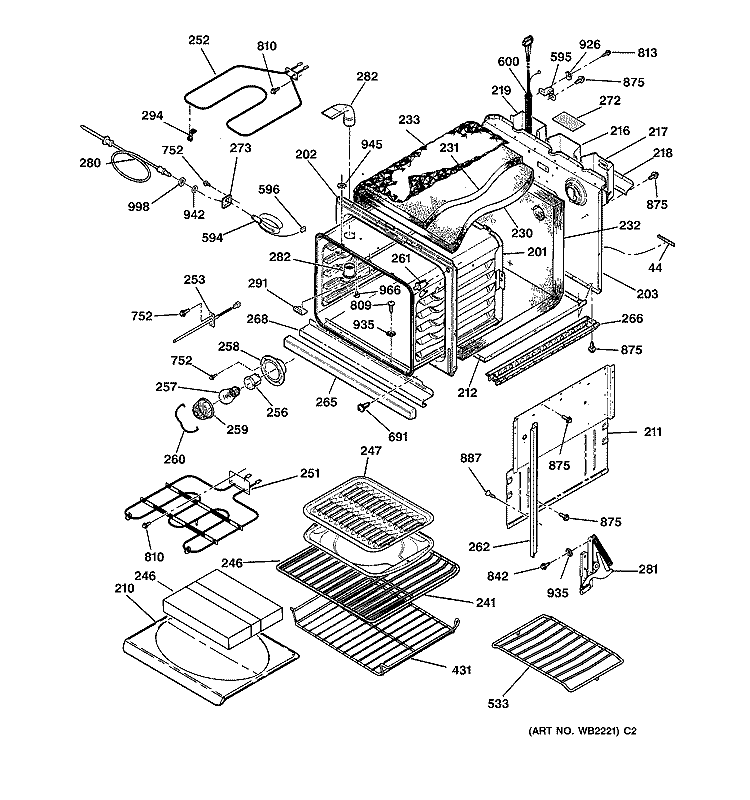 BODY PARTS Diagram and Parts List for JK910AA3AA  General Electric Wall Oven