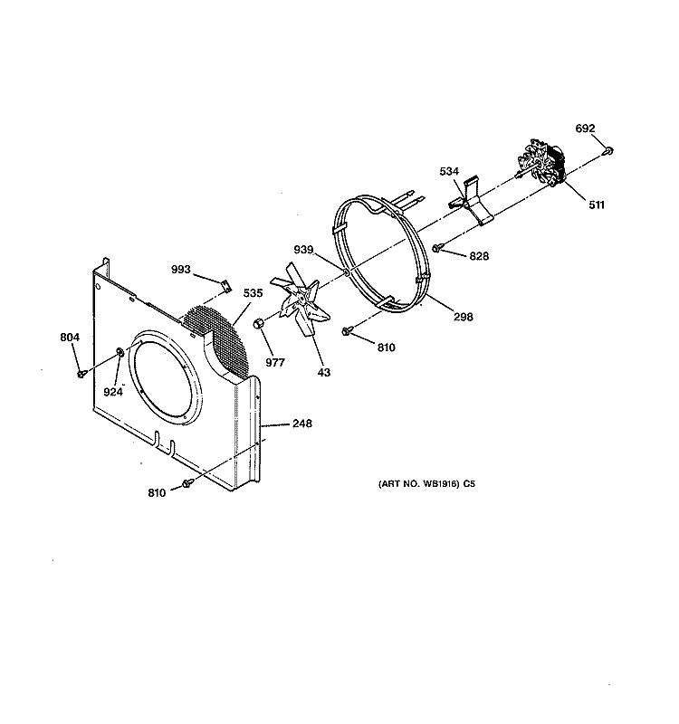 FAN ASSEMBLY Diagram and Parts List for JK910AA3AA  General Electric Wall Oven
