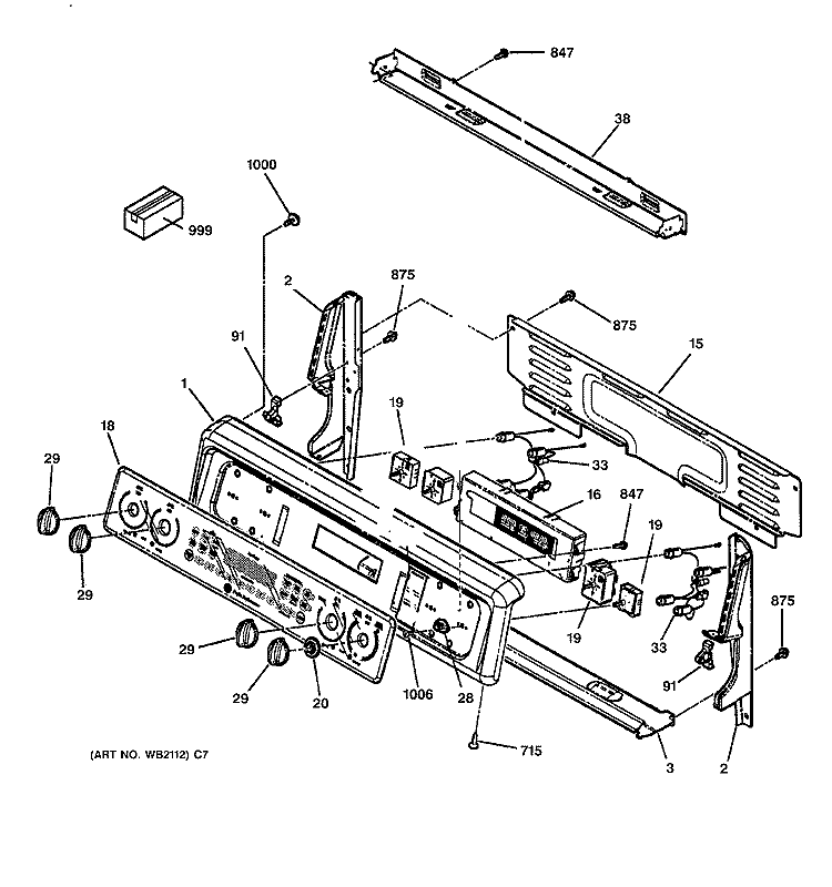 CONTROL PANEL Diagram and Parts List for JB965SC1SS  General Electric Range