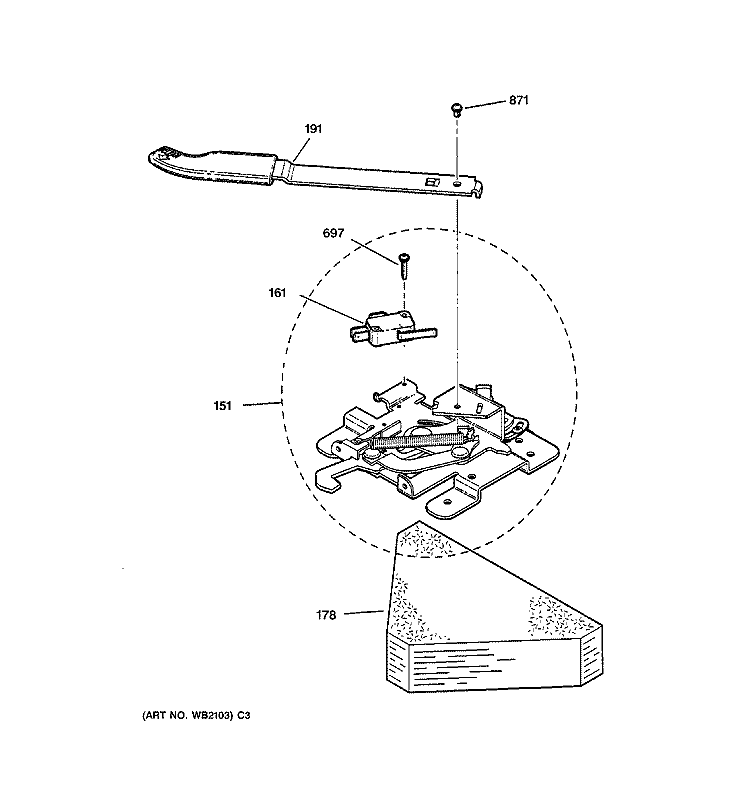DOOR LOCK Diagram and Parts List for JBP78AB4AA  General Electric Range