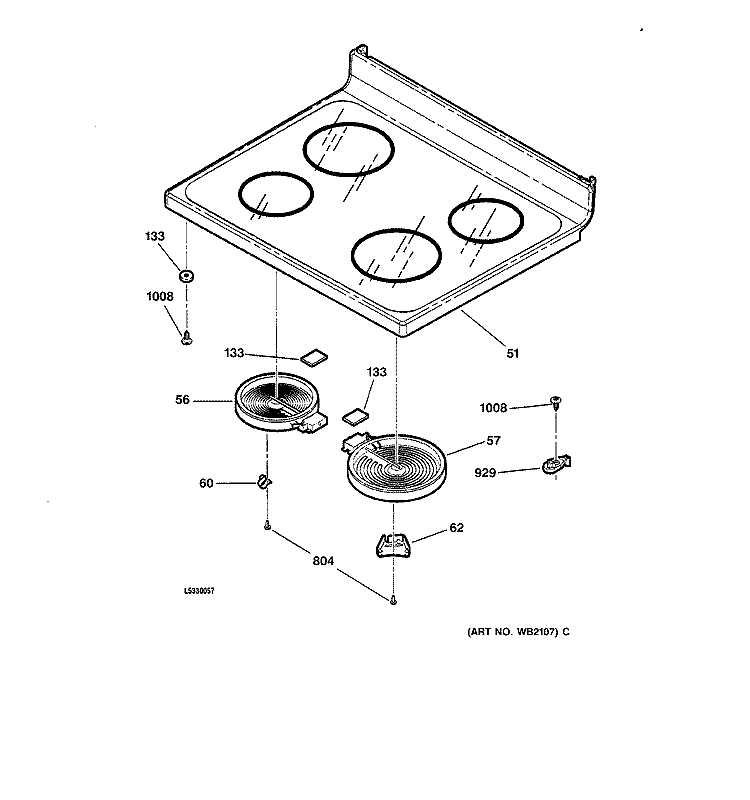 COOKTOP Diagram and Parts List for JBP66AB4AA  General Electric Range
