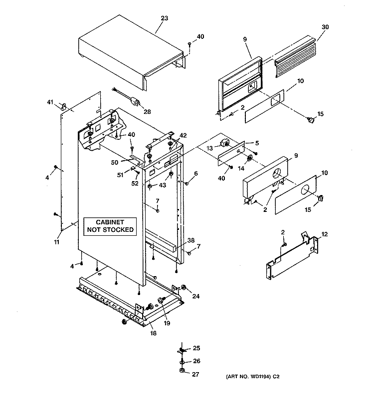 CABINET & CONTROL PARTS Diagram and Parts List for ZCG3500D00SS  General Electric Trash Compactor