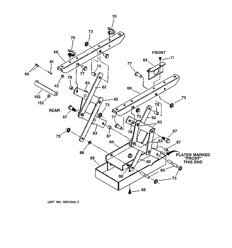 FRAME PARTS Diagram and Parts List for ZCG3500D00SS  General Electric Trash Compactor