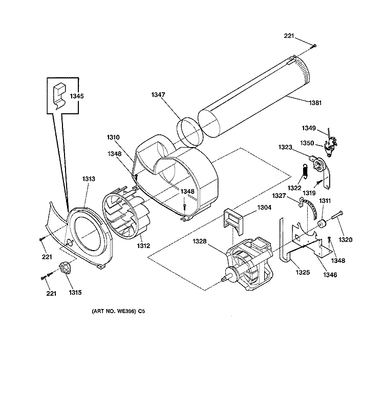 MOTOR Diagram and Parts List for DSXH43EA0WW  General Electric Dryer