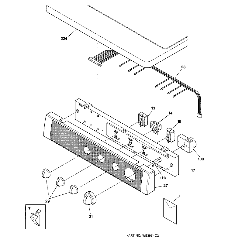 CONTROL PANEL Diagram and Parts List for DSXH43GA0WW  General Electric Dryer
