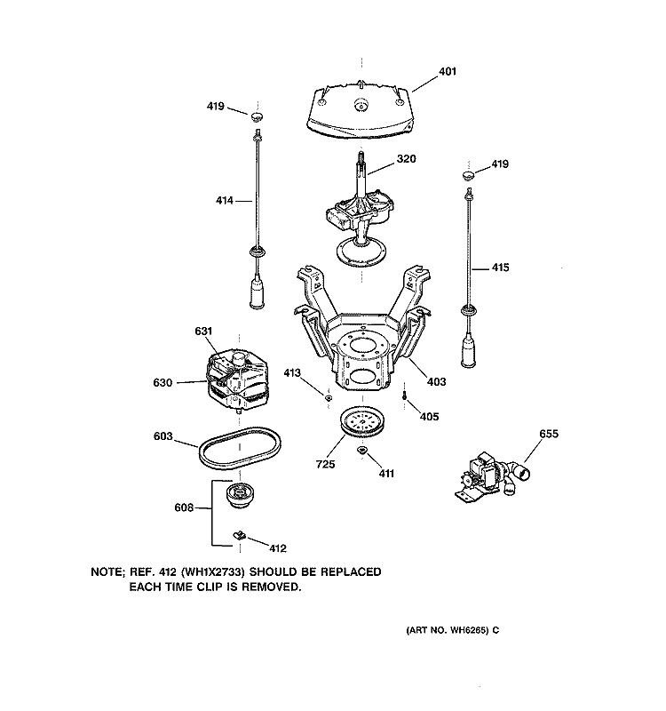SUSPENSION, PUMP & DRIVE COMPONENTS Diagram and Parts List for WJSR1070A1AA  General Electric Washer