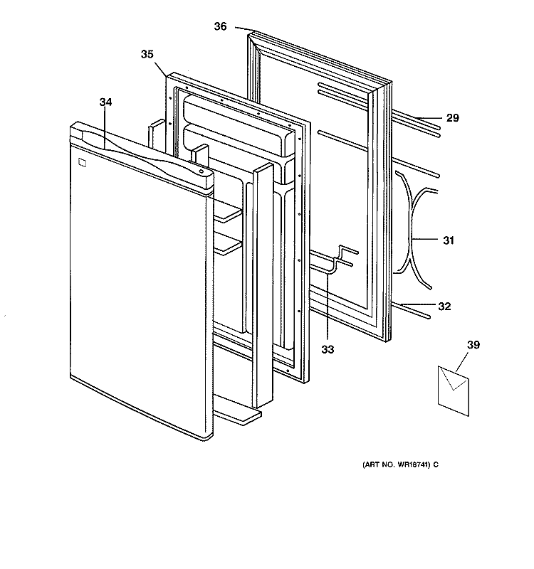 DOOR Diagram and Parts List for TAX4BNCBBL  General Electric Refrigerator