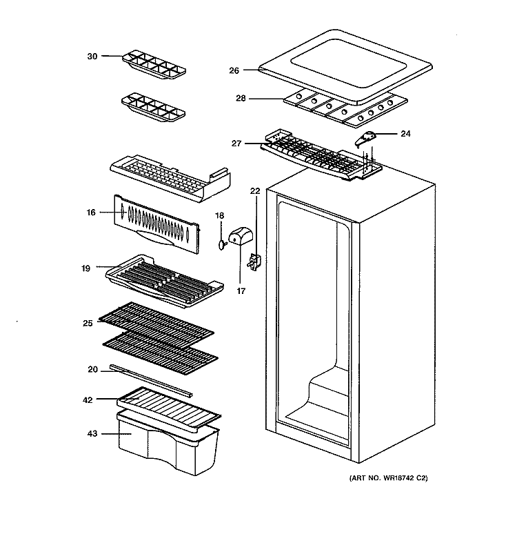 CABINET Diagram and Parts List for TAX4BNCBBL  General Electric Refrigerator