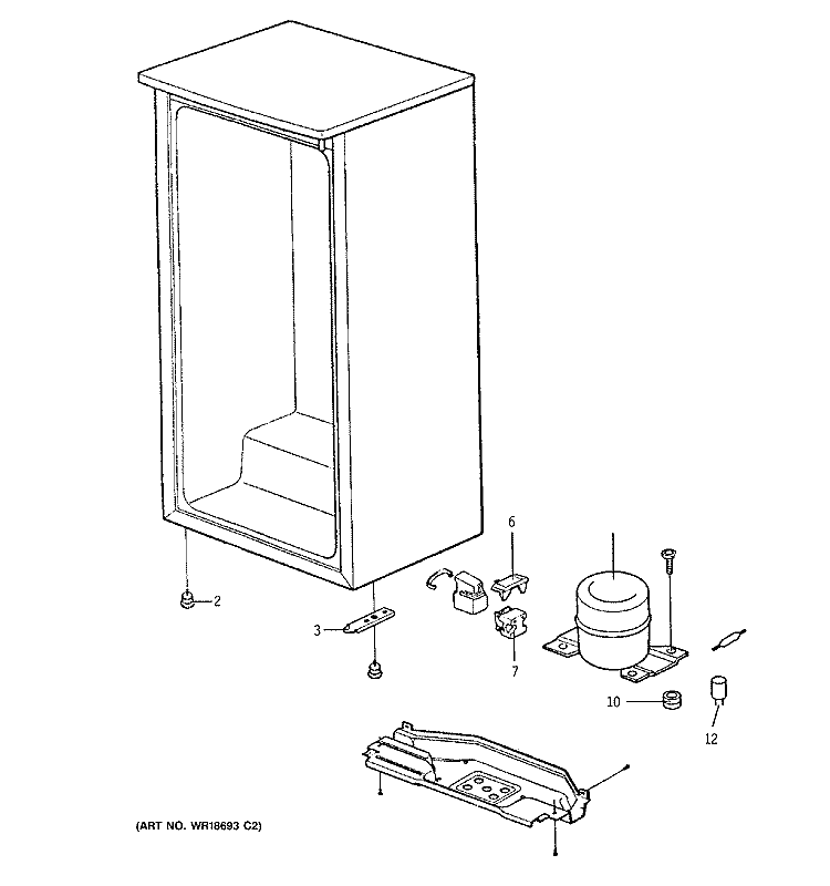 UNIT PARTS Diagram and Parts List for TAX4BNCBBL  General Electric Refrigerator