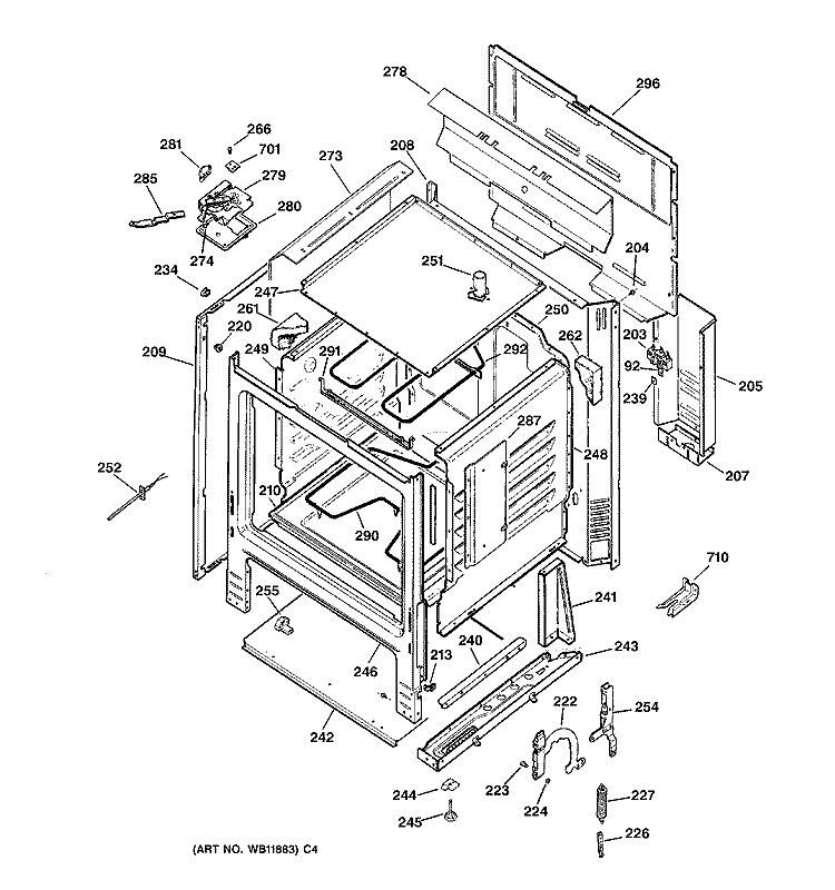 BODY PARTS Diagram and Parts List for JBP19BC1WH  General Electric Range