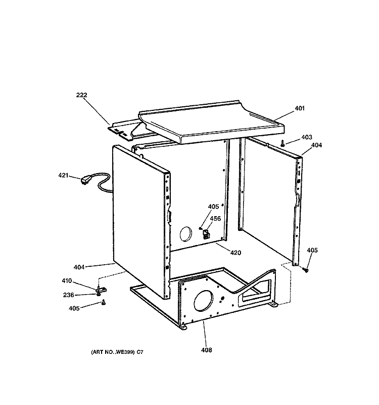 CABINET Diagram and Parts List for DPXR473GW1AA  General Electric Dryer