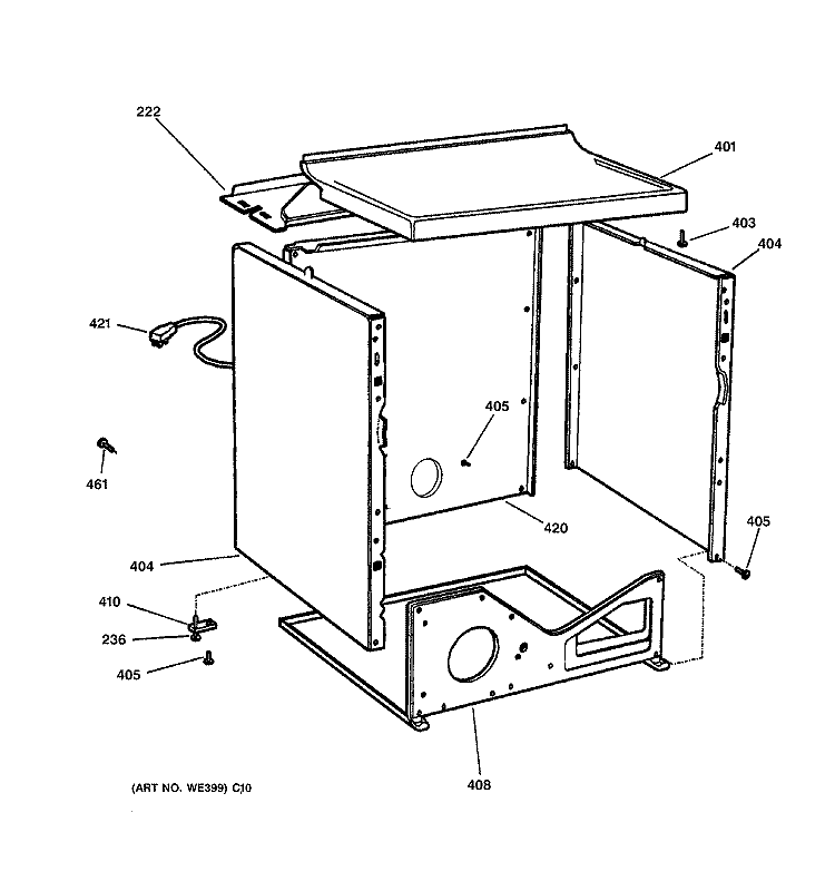 CABINET Diagram and Parts List for DWXR483GA0WW  General Electric Dryer