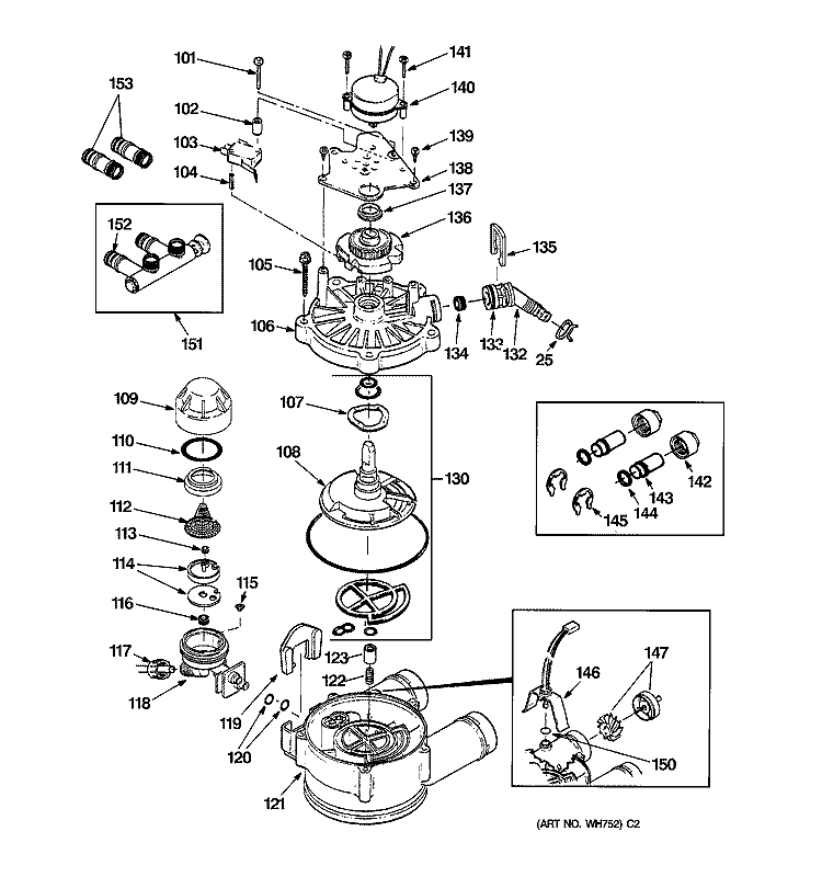 PUMP Diagram and Parts List for GNSF35Z02  General Electric Water Softener