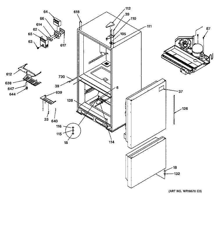 CONTROL & LIGHT COVERS Diagram and Parts List for TCX22PACCCC  General Electric Refrigerator