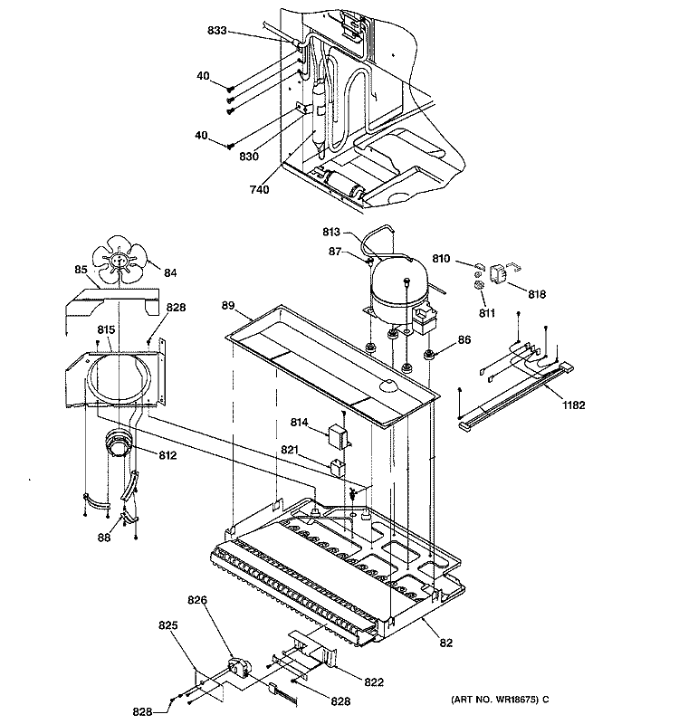 MACHINE COMPARTMENT ASSEMBLY Diagram and Parts List for TCX22PACCCC  General Electric Refrigerator