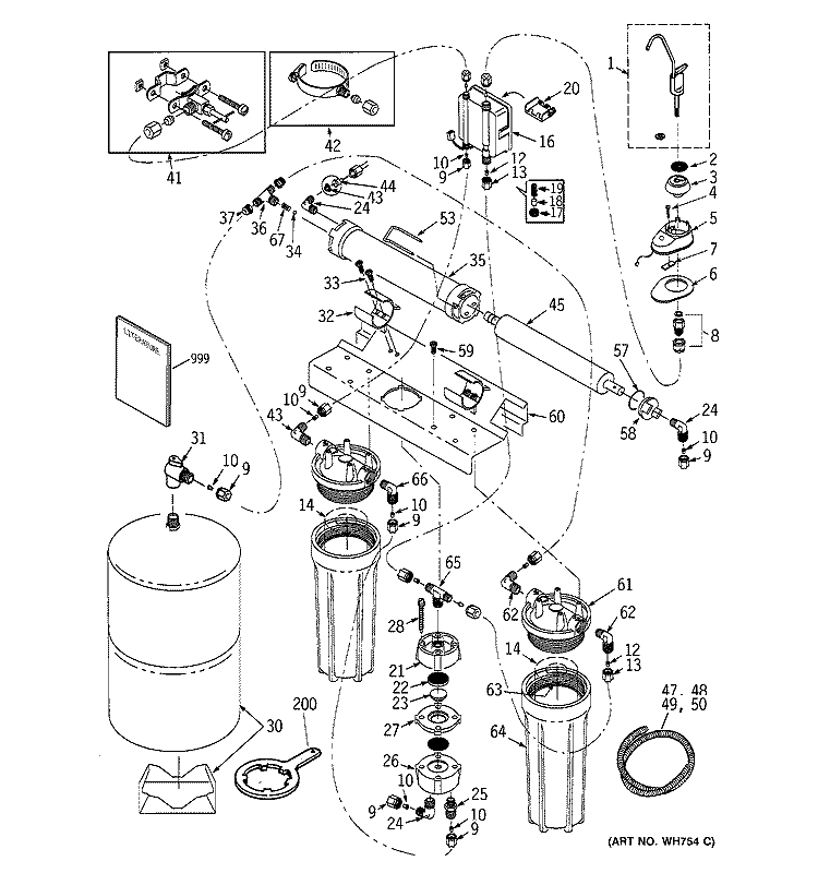 WATER FILTRATION SYSTEM Diagram and Parts List for PNRV12ZBL01  General Electric Water Filter System