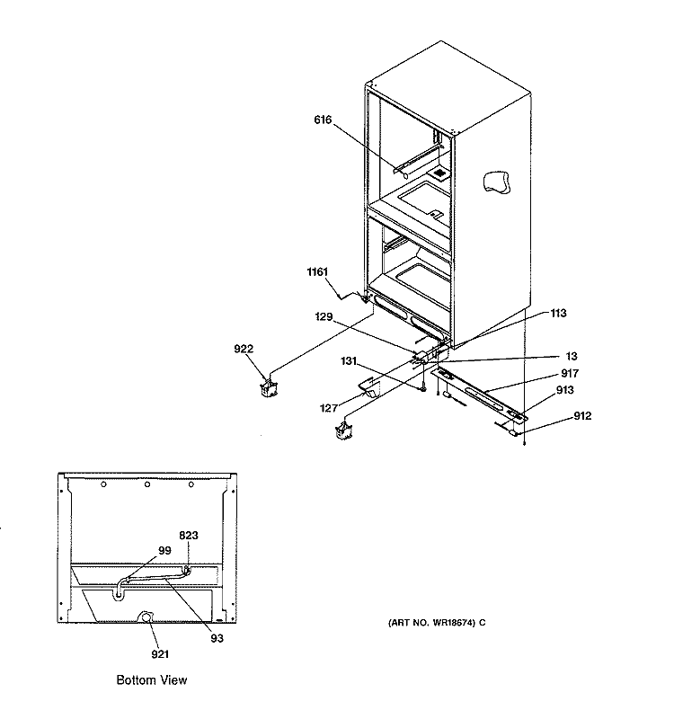 INSULATION & ROLLER ASSEMBLY Diagram and Parts List for TCX22PACBBB  General Electric Refrigerator