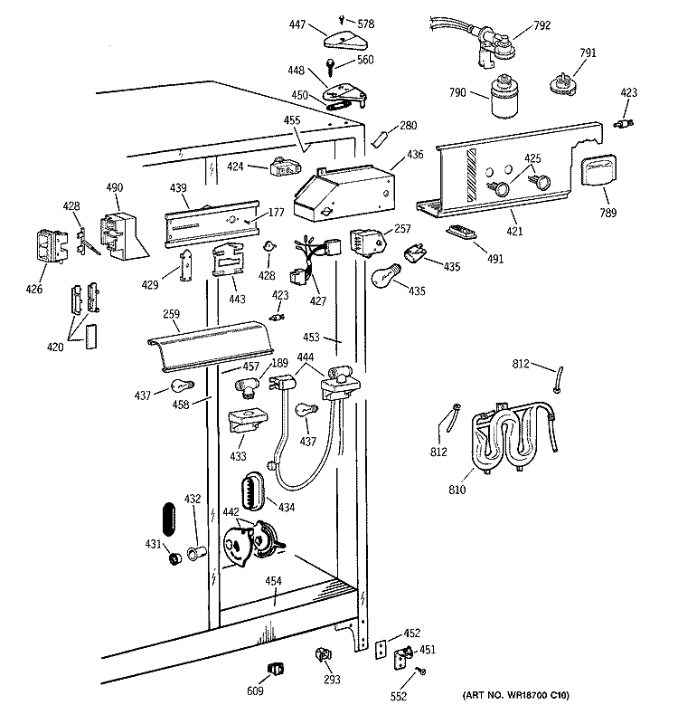 FRESH FOOD SECTION Diagram and Parts List for TFS26ZPDABS  General Electric Refrigerator