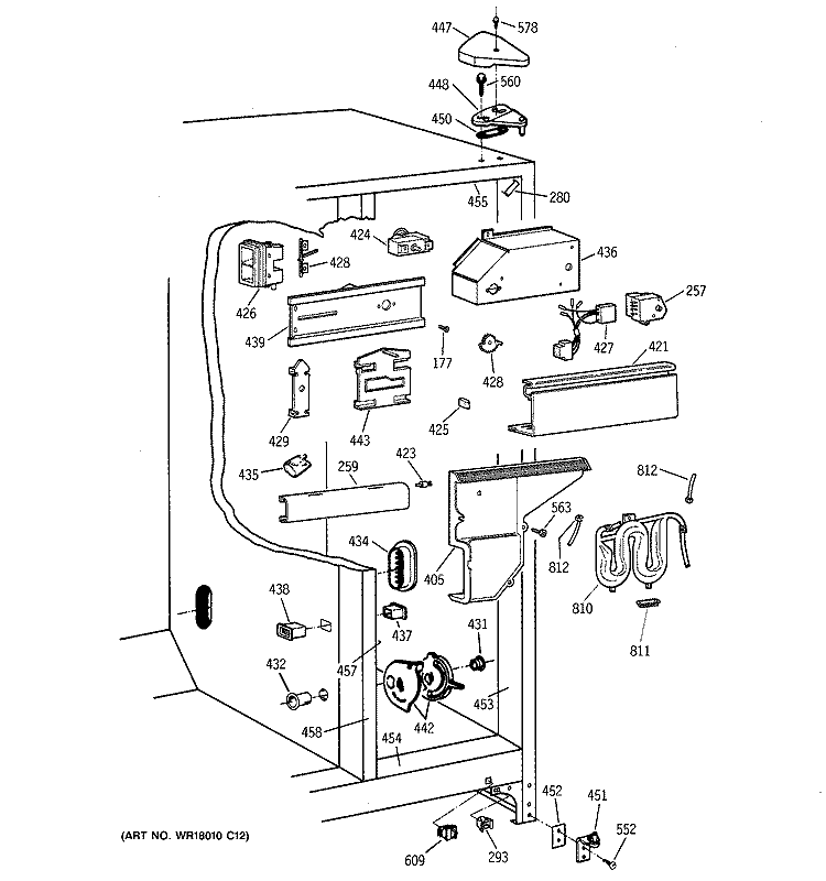 FRESH FOOD SECTION Diagram and Parts List for TFX27PFSNBB  General Electric Refrigerator