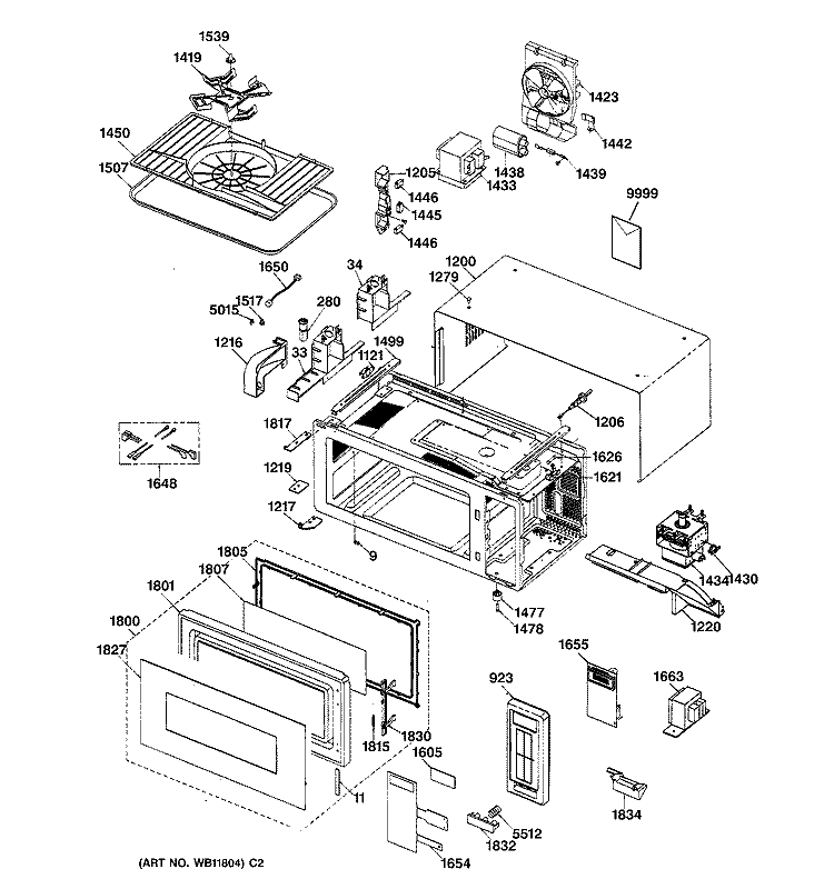 SPACEMAKER Diagram and Parts List for JEM31GA02  General Electric Microwave