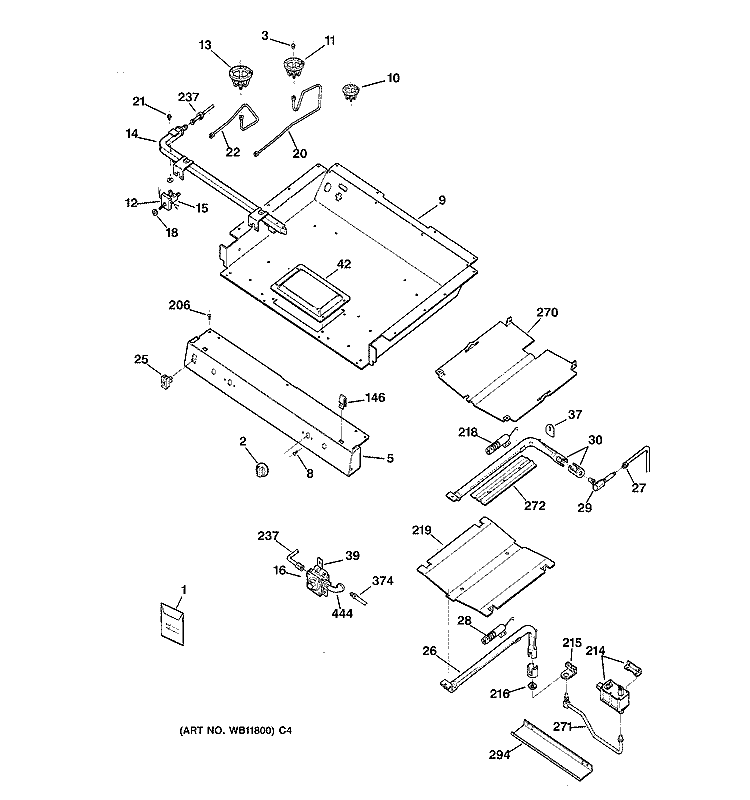 GAS BURNER PARTS Diagram and Parts List for RGB845WEC1WW  Hotpoint Range