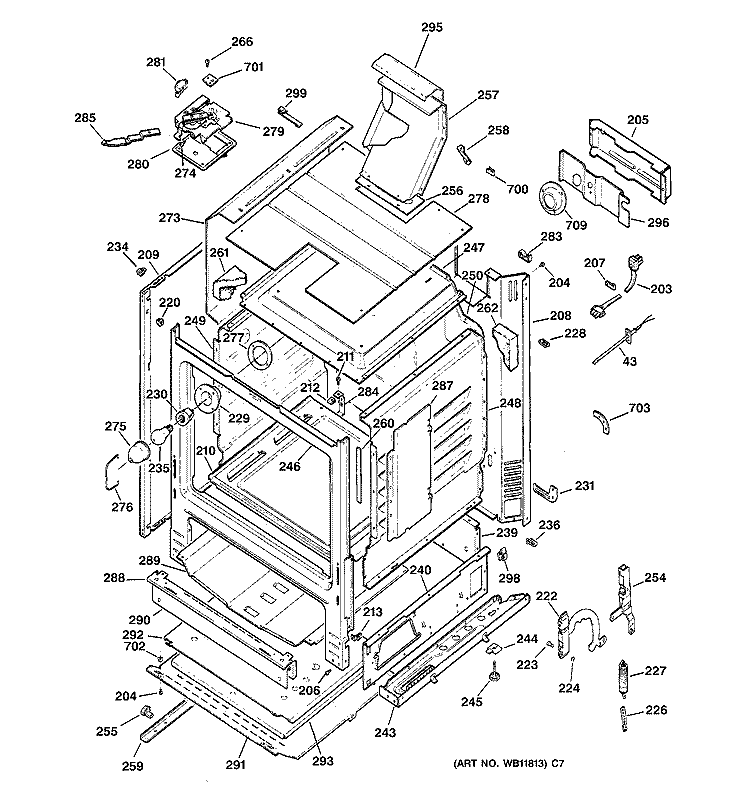 BODY PARTS Diagram and Parts List for RGB845WEC1WW  Hotpoint Range