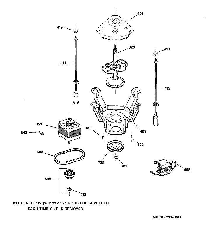 SUSPENSION, PUMP & DRIVE COMPONENTS Diagram and Parts List for WMSR2100T6WW  General Electric Washer