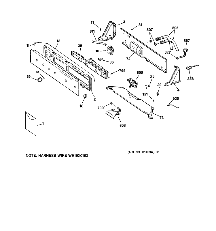 CONTROLS & BACKSPLASH Diagram and Parts List for WBSE4220A0WW  General Electric Washer