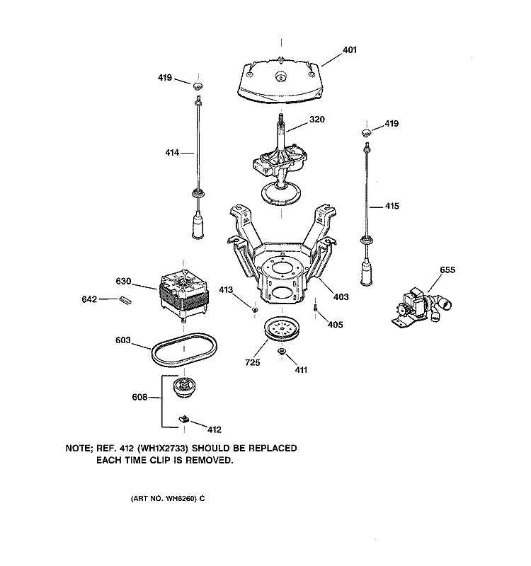 SUSPENSION, PUMP & DRIVE COMPONENTS Diagram and Parts List for WBSE5290A0WW  General Electric Washer