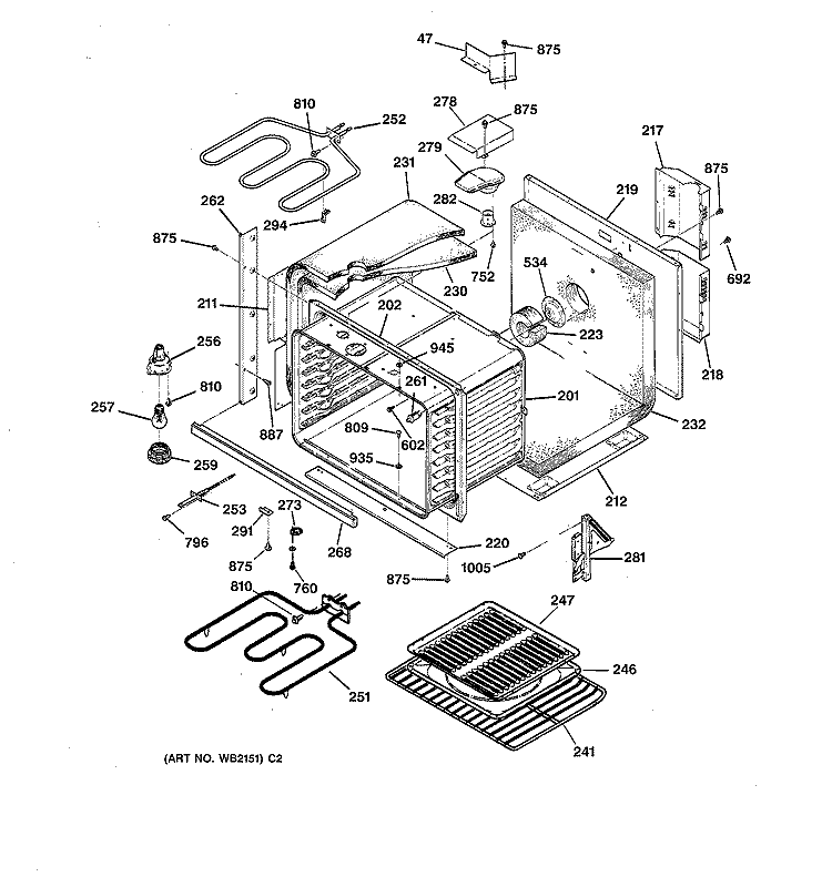 BODY PARTS Diagram and Parts List for JTP17SC1SS  General Electric Wall Oven