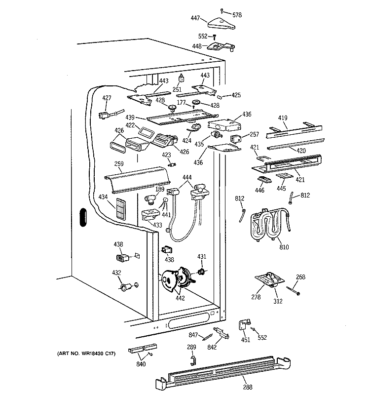 FRESH FOOD SECTION Diagram and Parts List for TPJ24PRDBBB  General Electric Refrigerator