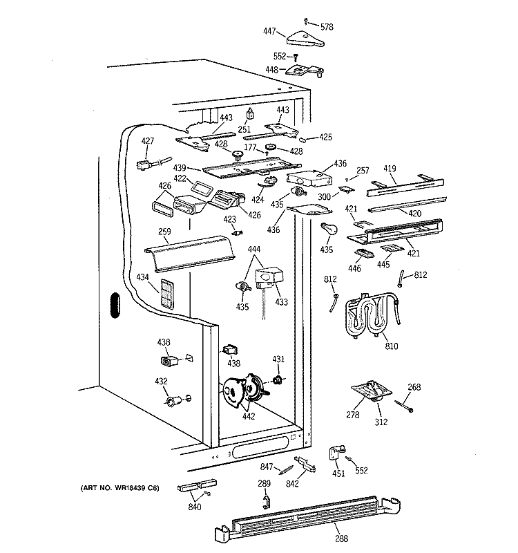 FRESH FOOD SECTION Diagram and Parts List for TPG24BFDBBB  General Electric Refrigerator