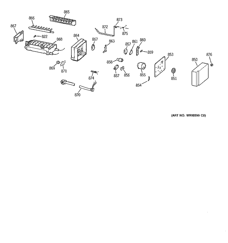 ICEMAKER WR30X0328 Diagram and Parts List for TPX24BRDBWW  General Electric Refrigerator