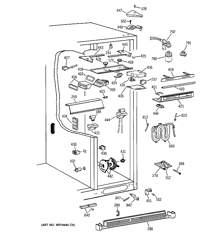 FRESH FOOD SECTION Diagram and Parts List for TPX24PPDBWW  General Electric Refrigerator